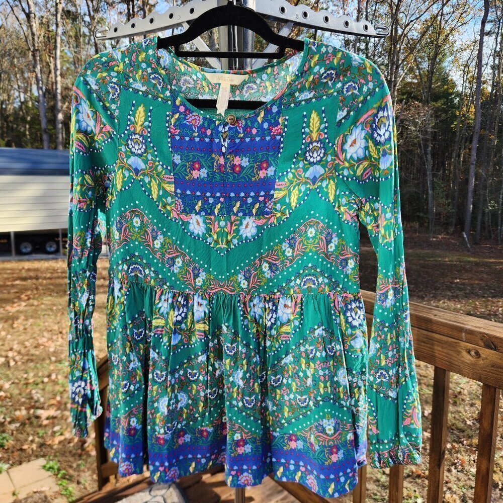 Matilda Jane Evergreen Flora Long Sleeve Pullover Blouse XS